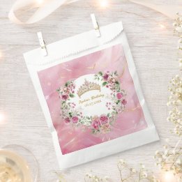 Pink Gold Fairytale Princess Crown Birthday Party  Favour Bag