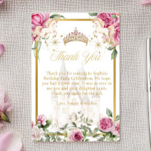 Pink Gold Fairytale Princess Crown Merci Cartes