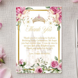 Pink Gold Fairytale Princess Crown Merci Cartes