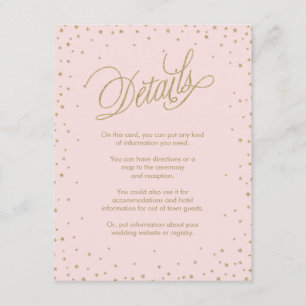 Pink & Gold Fancy Stars Wedding Enclosure Card