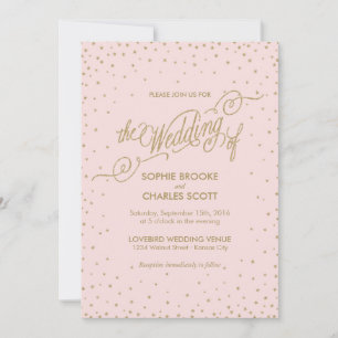 Pink & Gold Fancy Stars Wedding Invitation