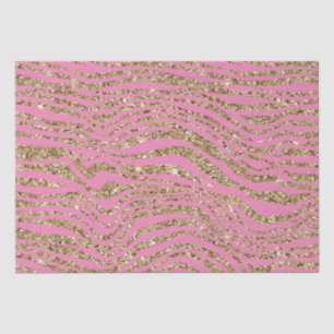 Pink Gold Faux Glitter Zebra Tissue Paper