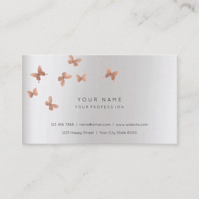 Pink Gold Faux White Grey Cooper Vip Pearly Silver Business Card (Front)