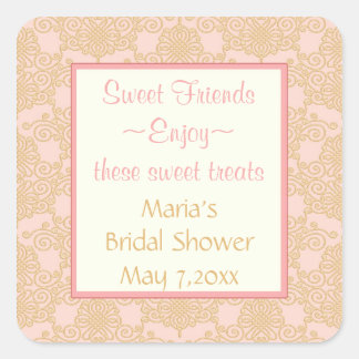 Pink Gold filigree Candy Buffet Stickers