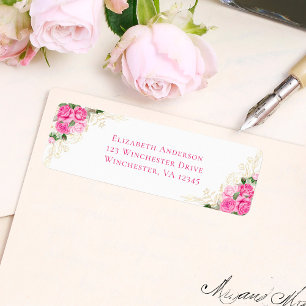 Pink Gold Floral Aquarelle Mariage Adresse de reto