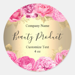 Pink Gold Floral Beauty Spa Cosmetic Product Label