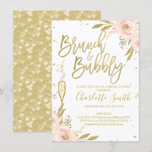 Pink Gold Floral Brunch Invitation de douche nupti