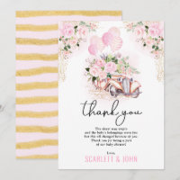 Pink Gold Floral Car Drive By Baby Girl Shower