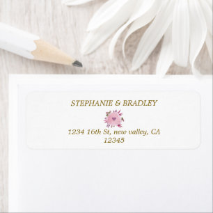 Pink Gold Floral Elegant Wedding Return Address