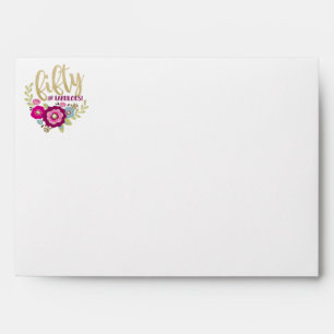 Pink Gold Floral Fifty and Fabulous Envelopes