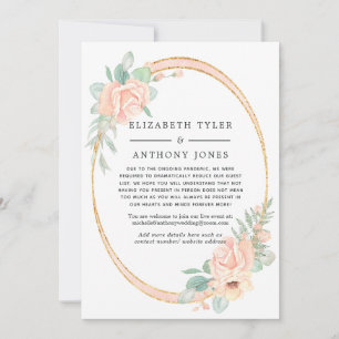Pink & Gold Floral Geometric Reduced Wedding List Announcement