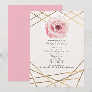 Pink & Gold Floral Glam Bridal Shower Invitation