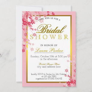 Pink Gold Floral Glitter Bridal Shower Decorate Invitation