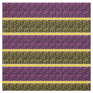Pink/gold floral-gold/white stripe - black fabric