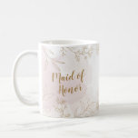 Pink & Gold Floral Maid of Honour Mug<br><div class="desc">A cute floral mug to give to your Maid of Honour to thank them for being a part of your special day! Featuring pink watercolor and gold floral design.</div>