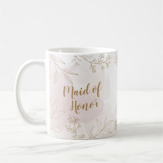 Pink & Gold Floral Maid of Honour Mug