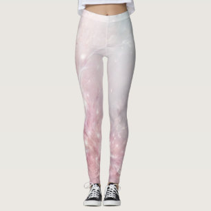 Pink Gold Floral Marble Leggings