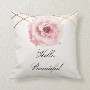 Pink & Gold Floral Peony Flower Glam Custom Chic Throw Pillow