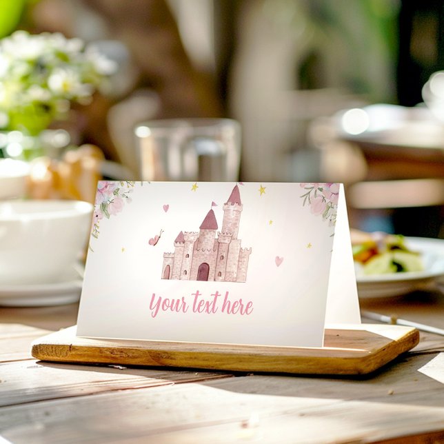 Pink Gold Floral Princess Birthday Place Card (Creator Uploaded)