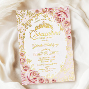 Pink Gold Floral Quinceanera