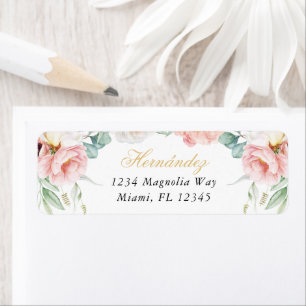 Pink & Gold Floral Quinceañera Adresse de retour