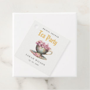 Pink Gold Floral Teacup Bridal Shower Tea Party  Favour Tags
