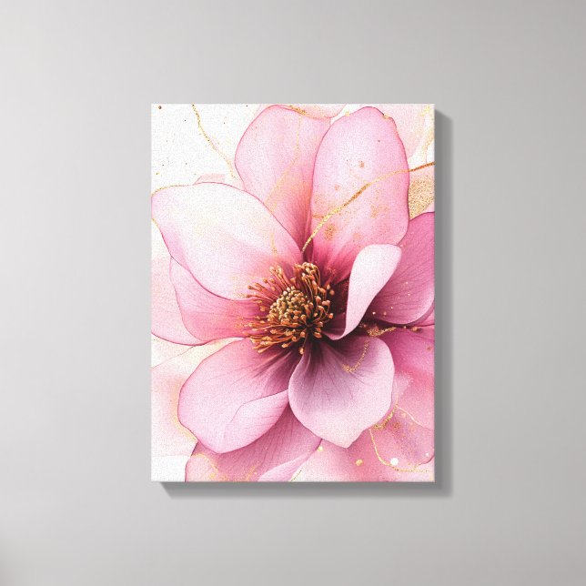 Pink gold flowers elegant decoration  canvas print (Front)