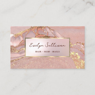 Pink gold fluid marble business card