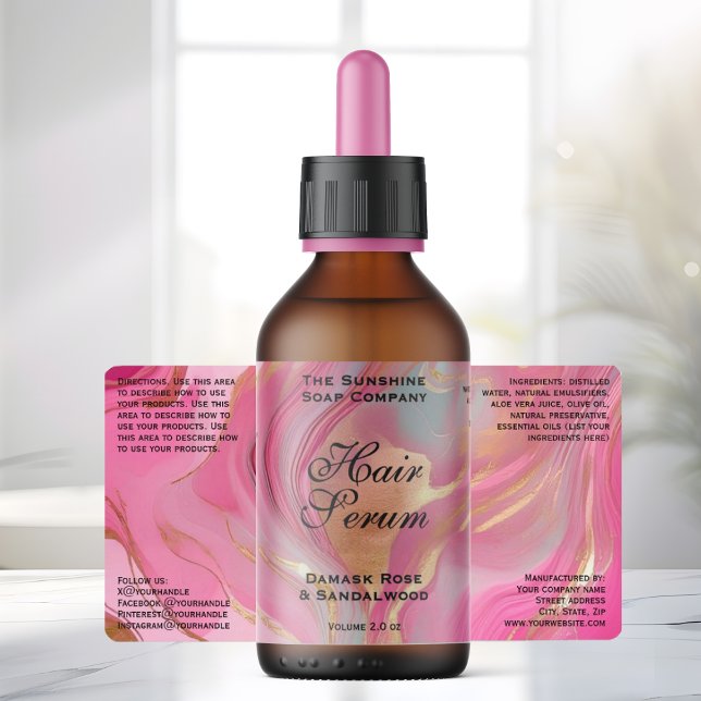 Pink Gold Foil Cosmetics or Dropper Bottle Label (Créateur téléchargé)