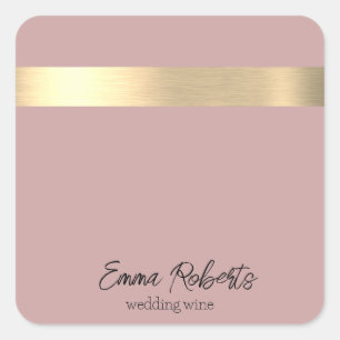 Pink Gold Foil Rustic Faux Square Sticker