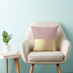Pink Gold Foil Rustic Faux  Throw Pillow