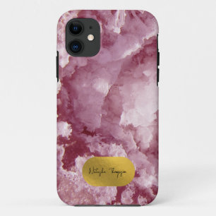 Pink Gold Foil Sea Crystals Signature  iPhone 11 Case