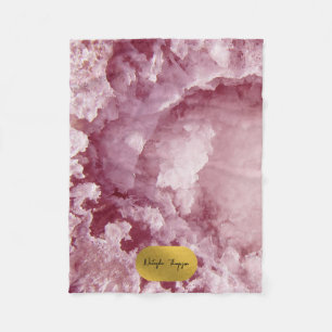 Pink Gold Foil Sea Crystals Signature Script  Fleece Blanket
