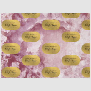 Pink Gold Foil Sea Crystals Signature Script  Tissue Paper