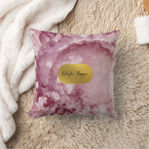 Pink Gold Foil Sea Crystals Signature Throw Pillow