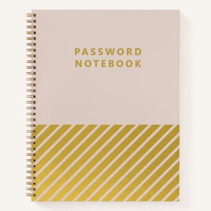Pink Gold Foil Stripes Feminine Password Carnet