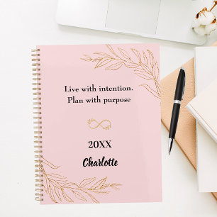 Pink gold foliage quote 2026 planner