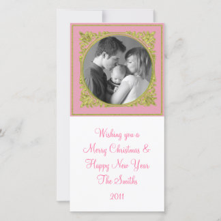 Pink & Gold Frame Holiday Card