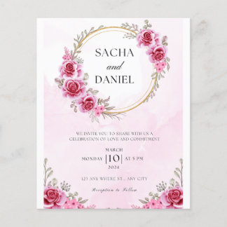 Pink Gold Free Wedding Invitation