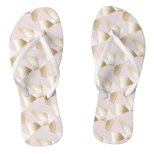 Pink Gold Geometric Flip Flops