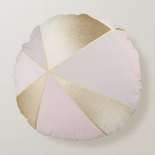 Pink Gold Geometric Round Pillow