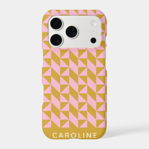 Pink Gold Geometric Shapes Pattern Personalized