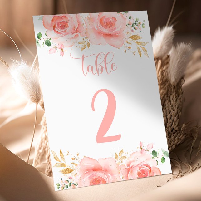 Pink & Gold Girl Baby Shower Table Number (Creator Uploaded)