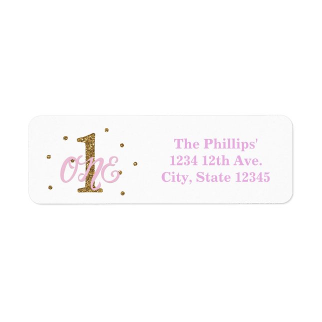 Pink & Gold Girl ONE 1er Anniversaire Fête Invitat (Devant)