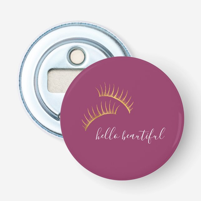 Pink Gold Glam Eyelashes Bottle Opener (Front)