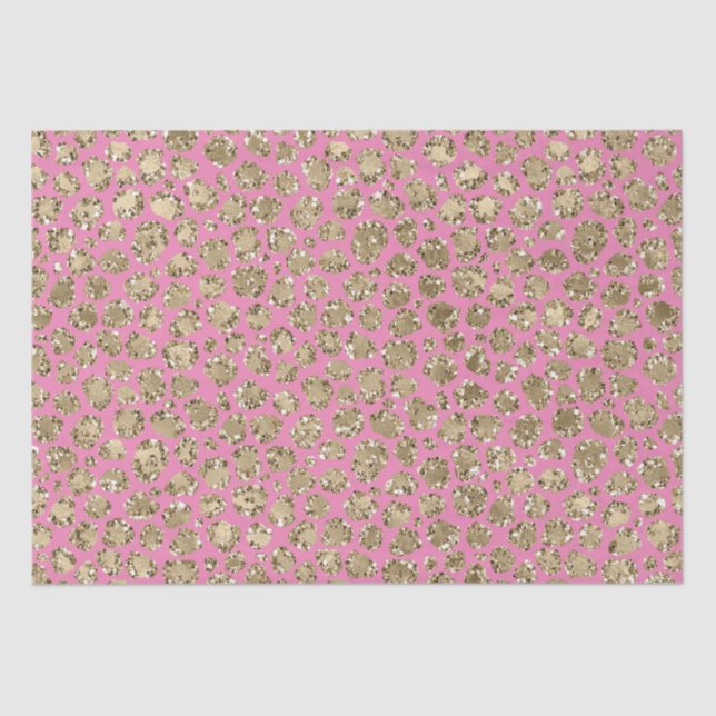 Pink Gold Glam Glitter Leopard   Tissue Paper (Front)