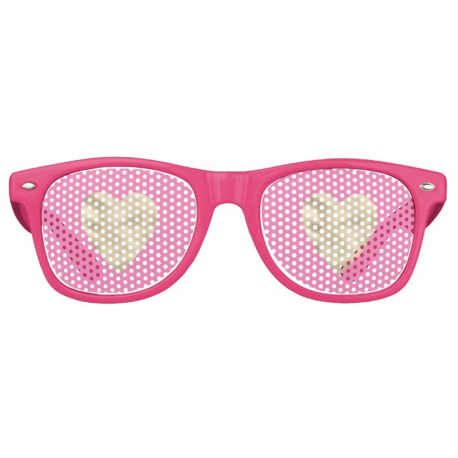 Pink Gold Glam Hearts Retro Sunglasses (Front)