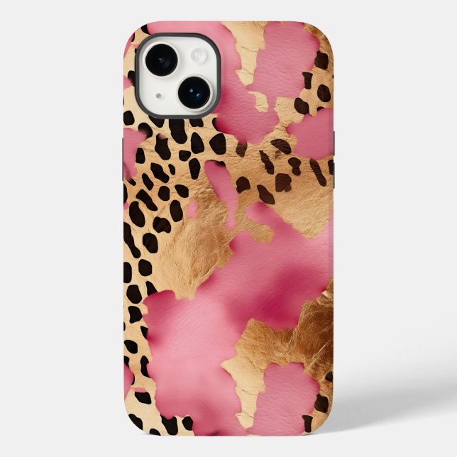 Pink Gold Glam Leopard Case-Mate iPhone Case (Back)
