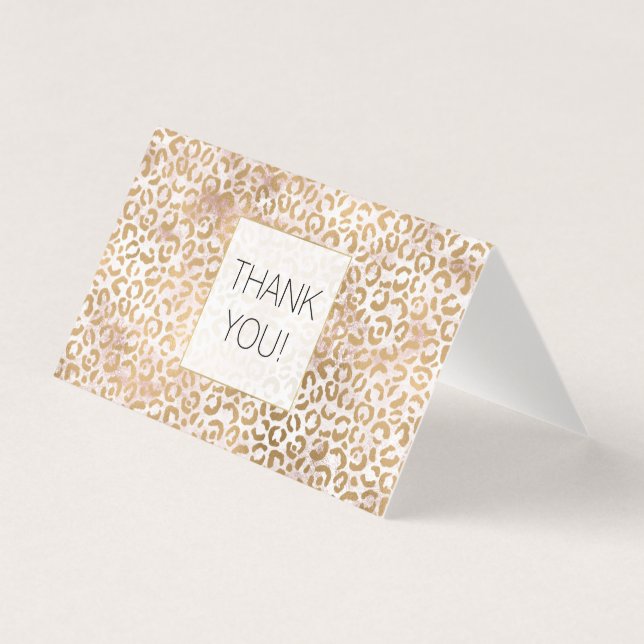 Pink Gold Glam Leopard Print Thank you (Front)