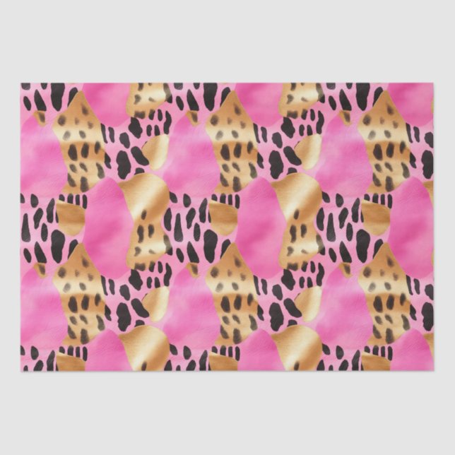 Pink Gold Glam Leopard Print Tissue Paper (Front)
